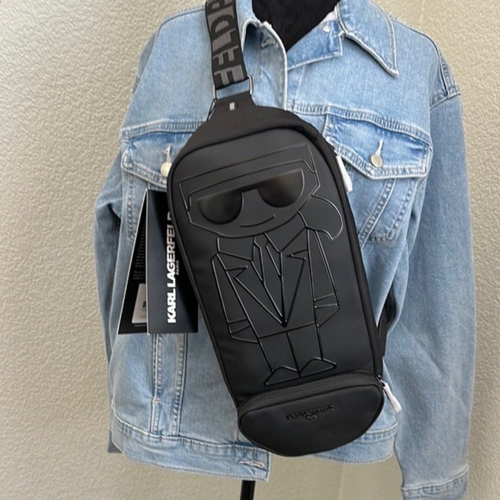 Karl Lagerfeld Black Modern Design Crossbody Bag